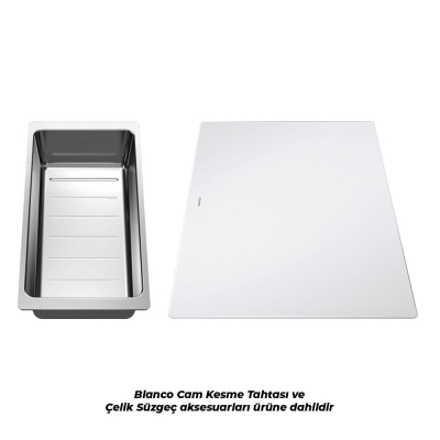 Blanco AXIA III 6 S Granit Evye, Alu Metallic, Sol, Cam kesme tahtalı, 100x51 cm - 4