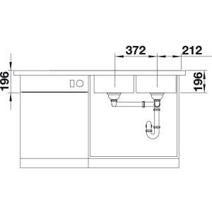 Blanco DIVON II 8 S IF Paslanmaz Çelik Evye, Sağ Damlalıklı, iki hazneli, 116x51 cm - 4