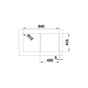 Blanco FAVUM 45 S Granit Evye, Alu Metallic, Tek Hazneli, Damlalıklı, 86x43,5 cm - 3