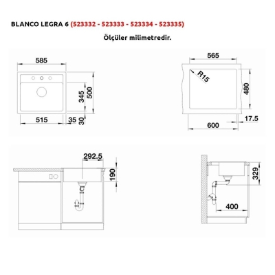 Blanco LEGRA 6 Granit Alu Metallic Evye, MIDA Alu Metallic Armatür Set - 2