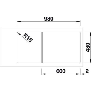 Blanco SONA XL 6 S Granit Evye, Siyah, Tek Hazneli, Damlalıklı, 100x50 cm, Tezgah üstü - 2