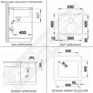 Blanco SUBLINE 500 U Granit Alu Metallic Evye, CATRIS-S Krom Spiralli Armatür Set - 2