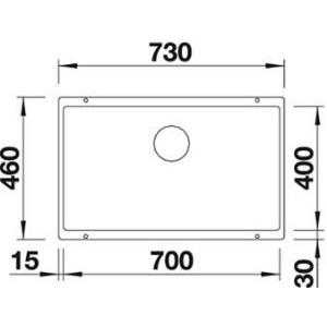 Blanco SUBLINE 700 U Granit Evye, Antrasit, Tek hazneli, Tezgah altı, 70x40 cm - 4