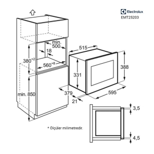 Electrolux EMT25203OC Ankastre Izgaralı Mikrodalga Fırın, Rustik, Beyaz - 2