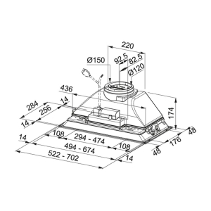 Franke Box FBI 525 GR 500 Ankastre Davlumbaz, 52 cm - 2