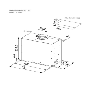 Franke FBFE BK MATT A52 Ankastre Davlumbaz, 52 cm, Mat Siyah - 3