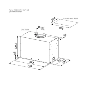 Franke FBFE BK MATT A70 Ankastre Davlumbaz, 70 cm, Mat Siyah - 3