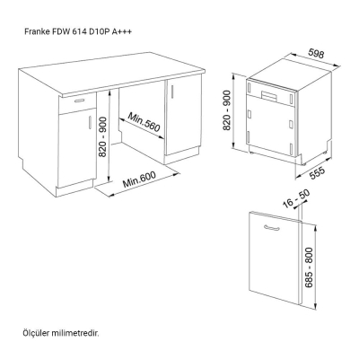 Franke FDW 614 D10P DOS C Ankastre Bulaşık Makinesi, 60 cm - 2