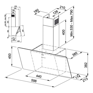 Franke FPJ 615 V BK A 600 Davlumbaz, 60 cm, Siyah, duvara montaj - 2