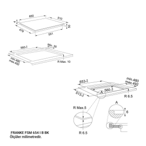 FRANKE FSM 654 I B BK Nero Ankastre Siyah Cam Ocak, İndüksiyonlu - 2