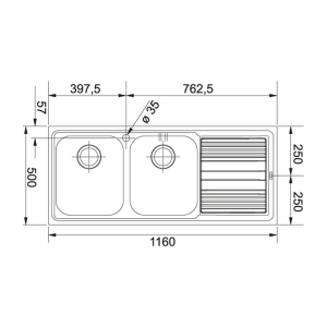 Franke Logica Line LLX 621 Inox 2 Hazneli Evye, Sol damlalık - 2