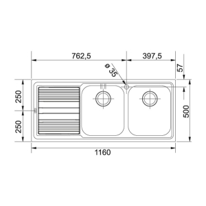 Franke Logica Line LLX 621 Inox 2 Hazneli Evye, Sağ damlalık - 2