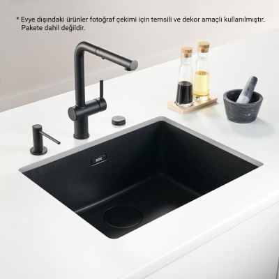 Franke MRG 110-52 Granit Evye, Matt Black, Tezgahaltı, Tek hazne, 52x40 cm - 3