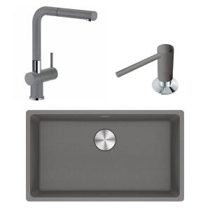 Franke MRG 110-72 Üçlü Set, Stone Grey renk, Evye - Armatür - Sabunluk - Franke