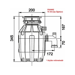 Franke TE 50 Turbo Elite Çöp Öğütücü, Pnömatik kumandalı - 2