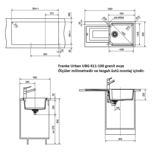 Franke UBG 611-100 Granit Oyster Evye, Active Plus Doccia Krom Armatür - 2