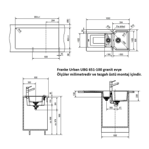 Franke Urban UBG 651-100 Granit Avena Evye, Active Plus Doccia Avena Armatür - 2