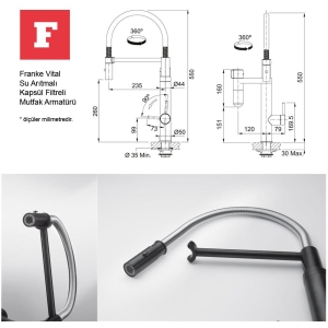 Franke Vital Arıtma Filtreli Mutfak Armatürü, Mat Siyah - 2