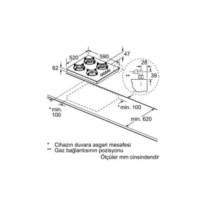 Siemens EO0C2PB10O Setüstü Beyaz Ocak - 5