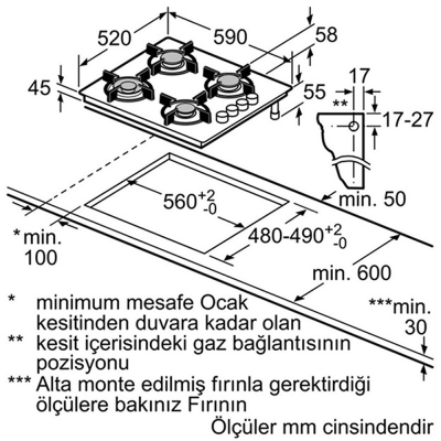 Siemens EO6C6PB11L Ankastre Siyah, Gazlı Cam Ocak - 5