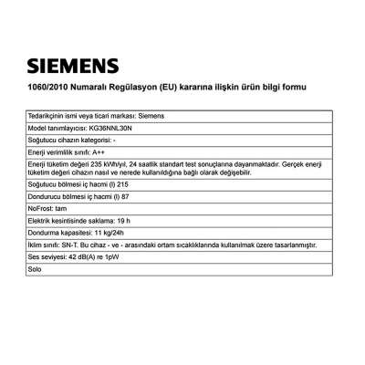 Siemens KG36NNL30N Kombi, NoFrost, İnox Buzdolabı - 3