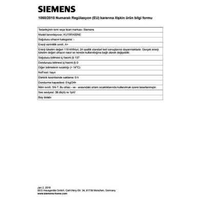 Siemens KU15RA50NE Ankastre Tezgahaltı Buzdolabı, A+ - 3