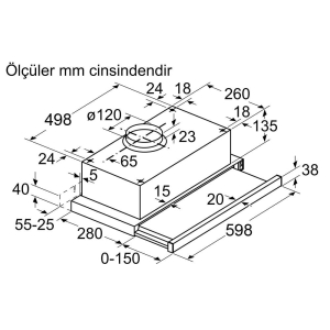 Siemens LI63TCA11T, iQ100 Sürgülü Teleskopik Aspiratör, 60cm, Inox, Metalik gümüş - 2