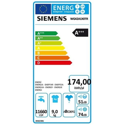 Siemens WG42A1X0TR iQ300 Çamaşır Makinası, 9 kg, 1200d, A+++ - 2