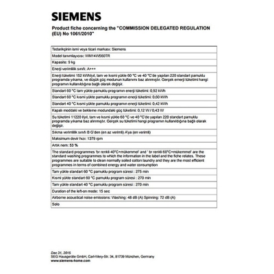 Siemens WM14W560TR Çamaşır Makinesi 9 Kg, 1400devir, Beyaz - 2