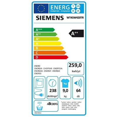 Siemens WT45W420TR Kurutma Makinesi, 9 kg - 9