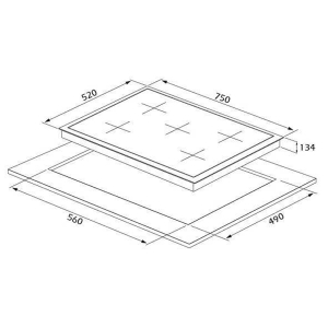 Silverline CS5364B01 Ankastre Cam Ocak, 75 cm, Siyah - 2