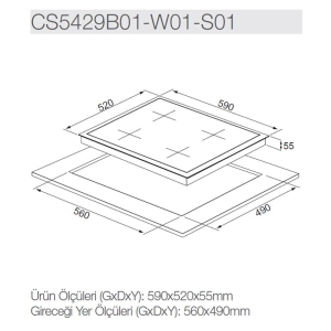 Silverline CS5429S01 Ankastre Cam Ocak, 60 cm, Gri - 2