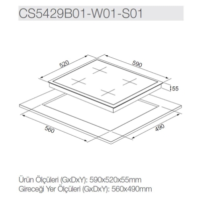 Silverline CS5429S01 Ankastre Cam Ocak, 60 cm, Gri - 2