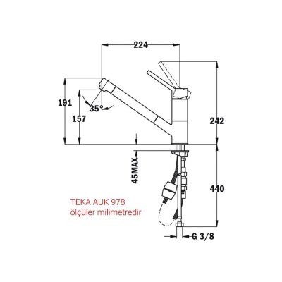 Teka AUK 978 Spiralli Armatür, Krom - 2