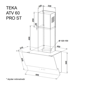 Teka ATV 60 PRO ST Gri cam yüzeyli, Duvar tipi Davlumbaz - 2