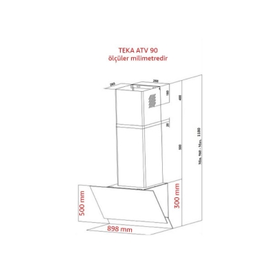 Teka ATV 90 Duvara Monte Eğimli Davlumbaz, Beyaz Cam, 90 cm, 400 m3, Dokunmatik panel - 2