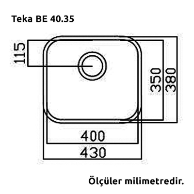 Teka BE 40.35 Tezgahaltı Evye, Paslanmaz Çelik - 2