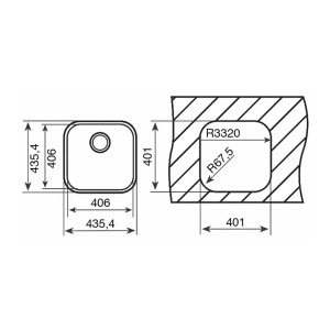 Teka BE 40.40 Paslanmaz Çelik Evye, Inox yüzeyli, Tezgah altı, 40x40 cm - 2