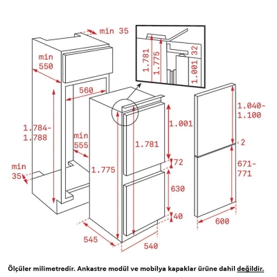 Teka CI3 350 NF EU WH Ankastre Kombi Buzdolabı - 2