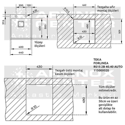 Teka FORLINEA RS15 2B 40.40 AUTO Evye, Tezgah üstü, Tezgaha sıfır - 3