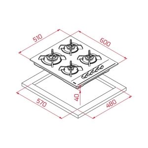 Teka GBC 64002 KBC BK Ankastre Ocak, Siyah cam, 60 cm - 2