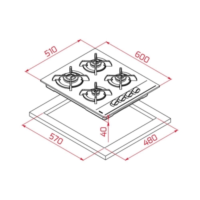 Teka GBC 64002 KBC BK Ankastre Ocak, Siyah cam, 60 cm - 2