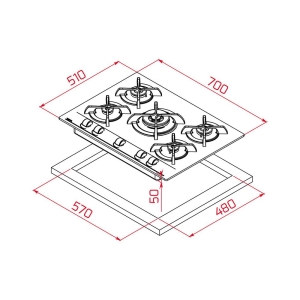 Teka GBC 75030 KBC WH Ankastre Ocak, Beyaz cam, 70 cm - 2