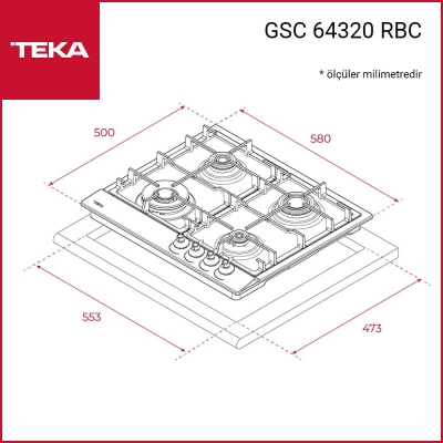 Teka GSC 64320 RBC AT Ankastre Ocak, Antrasit, Country, 60cm, 4 Göz, 1 Wok - 3