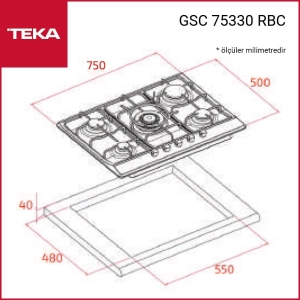 Teka GSC 75330 RBC AT Ankastre Ocak, Antrasit, Country, 75cm, 5 Göz, 1 Wok - 2