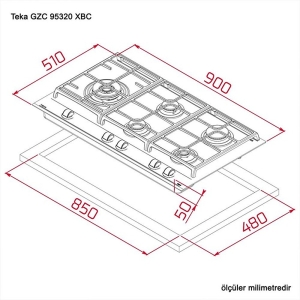 Teka GZC 95320 XBC Ankastre Ocak, Siyah Cam, 90 cm - 2