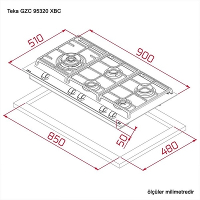 Teka GZC 95320 XBC Ankastre Ocak, Siyah Cam, 90 cm - 2