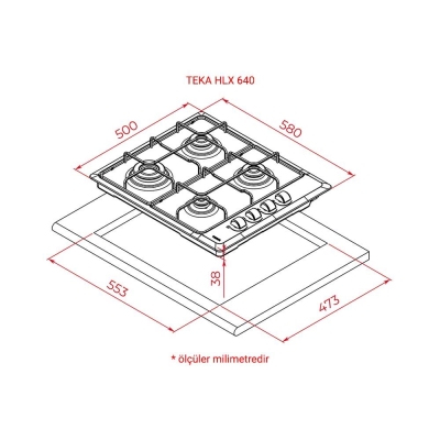 TEKA HLX 640 KBA0E IX E5 Ankastre Ocak, Inox, 60 cm - 2