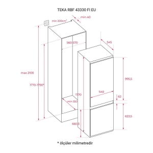 Teka RBF 43330 FI EU Ankastre Buzdolabı, No Frost, 242 LT - 2