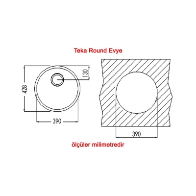 Teka ROUND Evye, Taşmalıksız, Tezgah Altı, Paslanmaz Çelik - 2